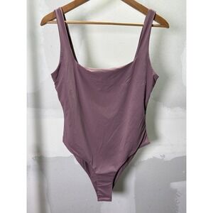 SHEIN Womens Square Neck Sleeveless Bodysuit Mauve Purple Size L